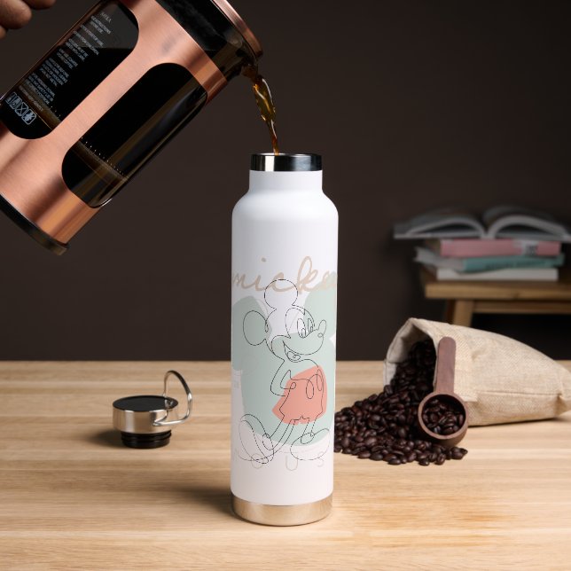 Mickey Mouse Continuous Line Graphic Water Bottle (Coffee)