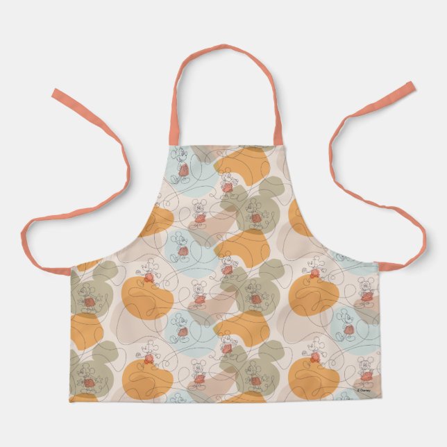Mickey Mouse Continuous Line Pattern Apron (Front)