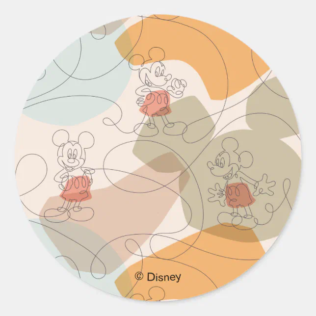 Mickey Mouse Continuous Line Pattern Classic Round Sticker | Zazzle