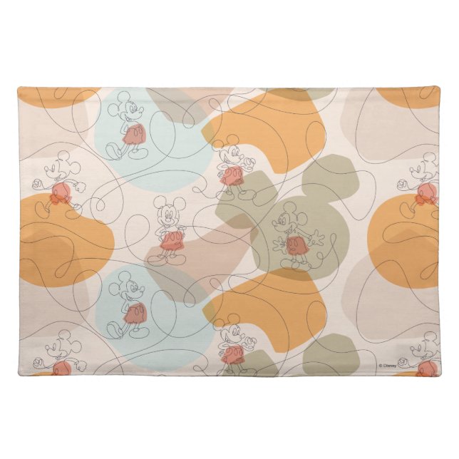 Mickey Mouse Continuous Line Pattern Cloth Placemat (Front)
