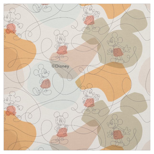 Mickey Mouse Continuous Line Pattern Fabric (Swatch)