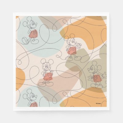 Mickey Mouse Continuous Line Pattern Napkins