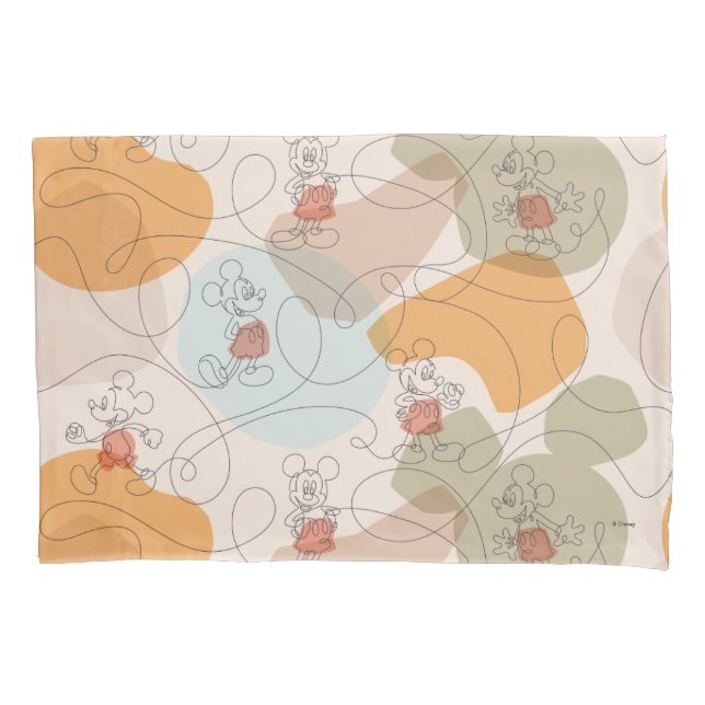 Mickey Mouse Continuous Line Pattern Pillow Case (Front)
