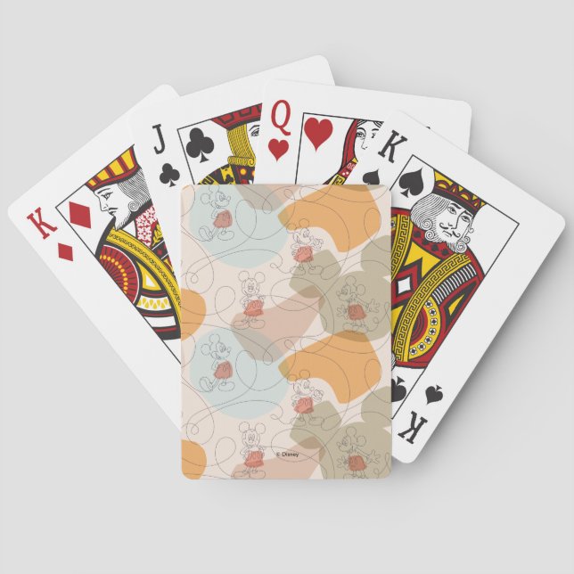 Mickey Mouse Continuous Line Pattern Poker Cards (Back)