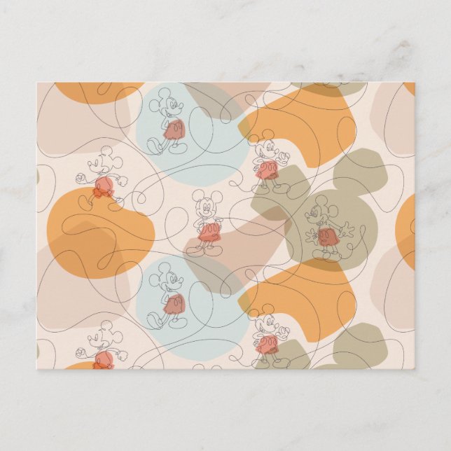 Mickey Mouse Continuous Line Pattern Postcard (Front)