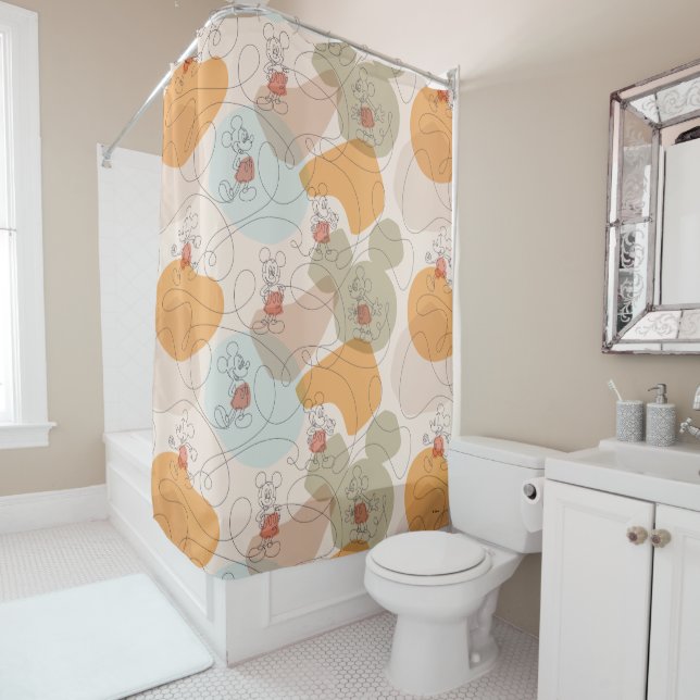Mickey Mouse Continuous Line Pattern Shower Curtain (In Situ)