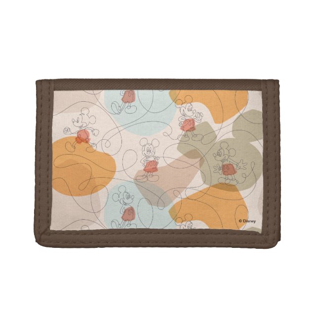 Mickey Mouse Continuous Line Pattern Tri-fold Wallet (Front)