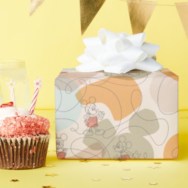 Mickey Mouse Continuous Line Pattern Wrapping Paper (Birthday Party)