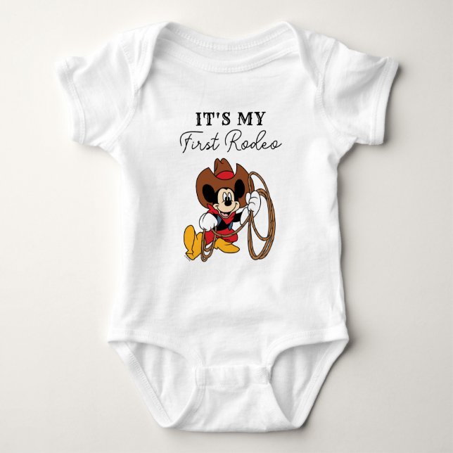 Mickey Mouse | Cowboy Rodeo Birthday Baby Bodysuit (Front)