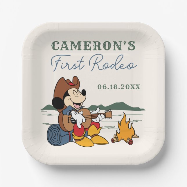Mickey Mouse | Cowboy Rodeo Birthday Paper Plates (Front)