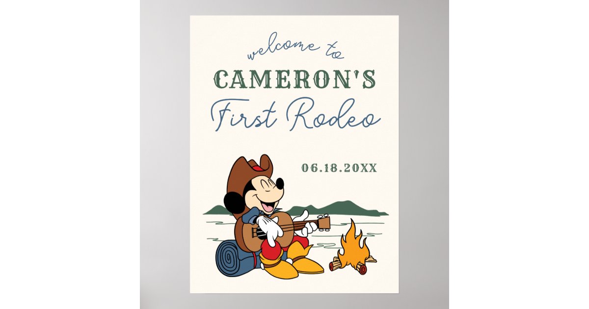 Mickey Mouse | Cowboy Rodeo Birthday Poster | Zazzle