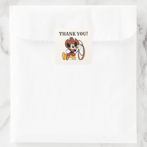 Mickey Mouse  Cowboy Rodeo Birthday Square Sticker