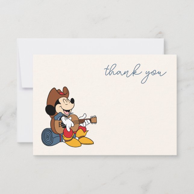Mickey Mouse | Cowboy Rodeo Birthday Thank You Card (Front)