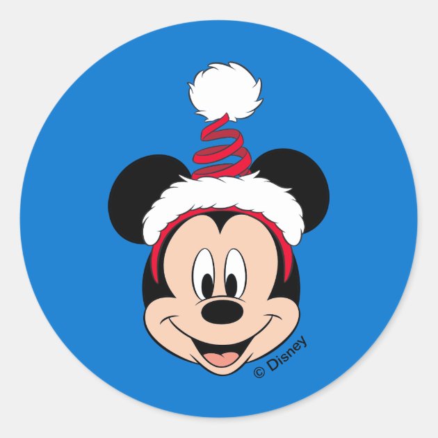 mickey mouse with a christmas hat