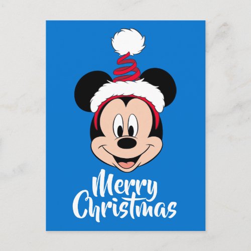 Mickey Mouse  Cute Christmas Hat Holiday Postcard