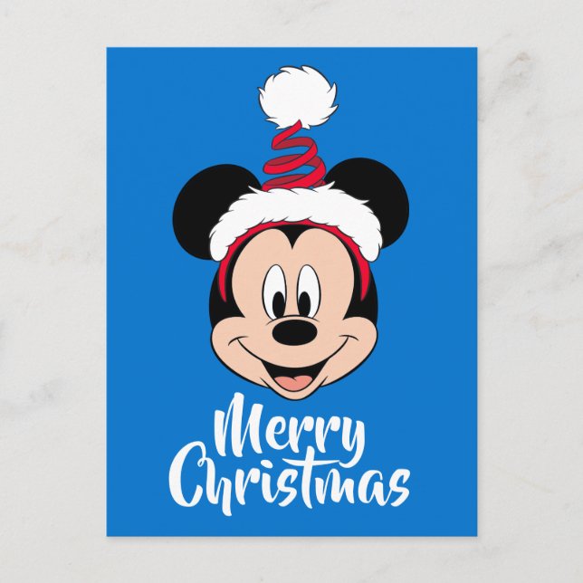 Mickey Mouse | Cute Christmas Hat Holiday Postcard (Front)