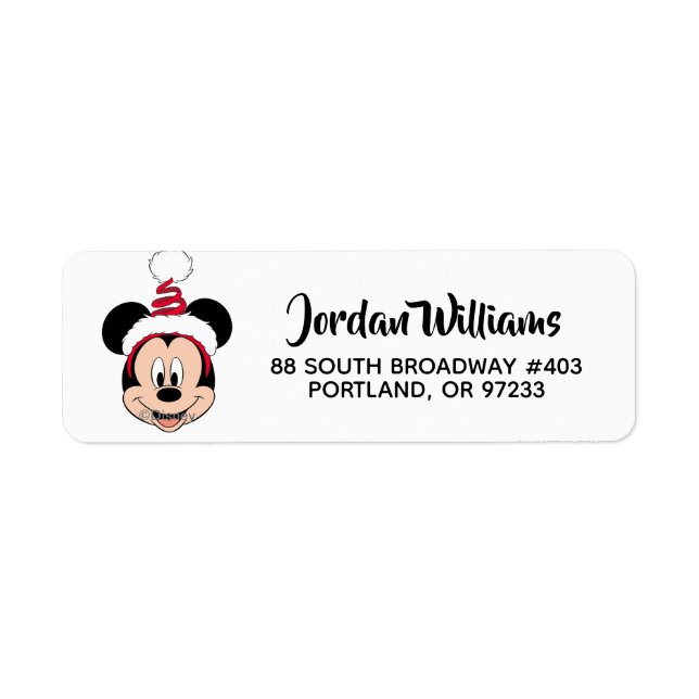 Mickey Mouse | Cute Christmas Hat Label (Front)