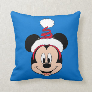 Mickey Mouse Cute Christmas Hat Throw Pillow