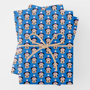 Mickey Mouse   Cute Christmas Hat Wrapping Paper Sheets