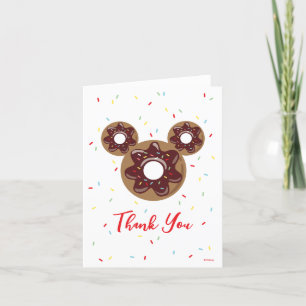 Mickey Mouse Donut Sweet One - First Birthday Letterpress Thank You Card