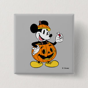 Mickey Mouse Dressed as a Pumpkin Button