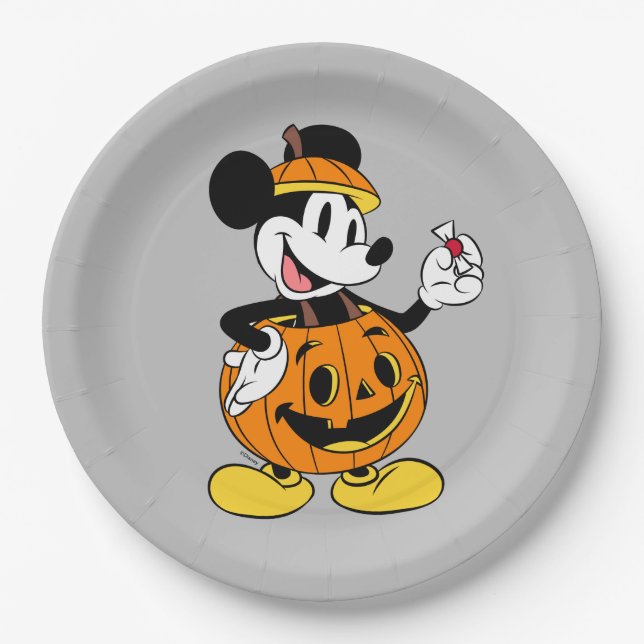 Mickey Mouse Dressed as a Pumpkin Paper Plates (Front)