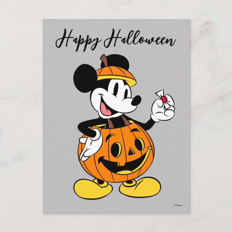 Mickey Mouse Dressed as a Pumpkin Postcard