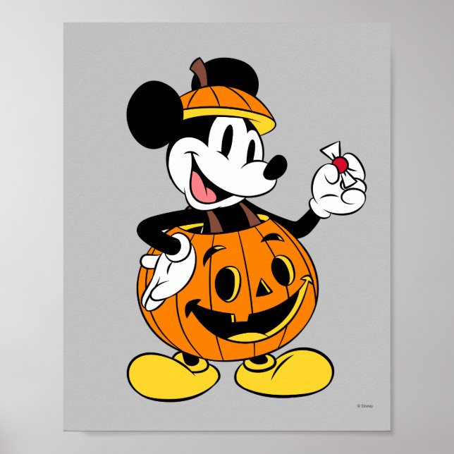 Mickey Mouse Dressed as a Pumpkin Poster (Front)