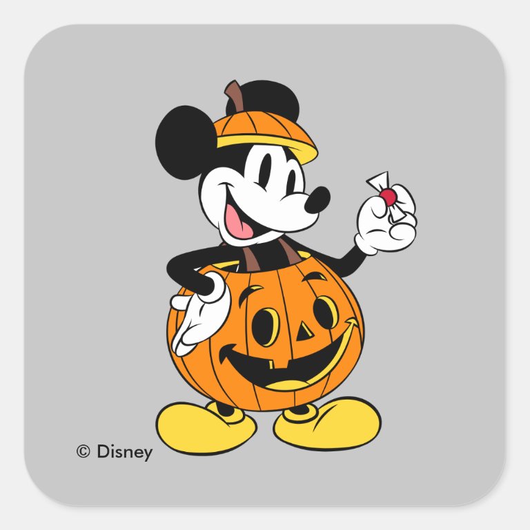 Mickey Mouse Dressed as a Pumpkin Square Sticker