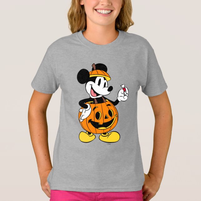 Mickey Mouse Dressed as a Pumpkin T-Shirt (Front)