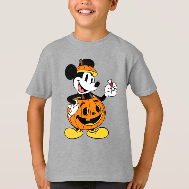 Mickey Mouse Dressed as a Pumpkin T-Shirt (Front)