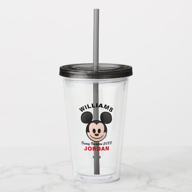Mickey Mouse Emoji | Family Vacation Acrylic Tumbler (Front)