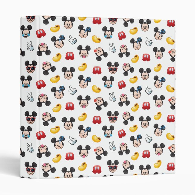 Mickey Mouse Emoji Pattern 3 Ring Binder (Front/Spine)