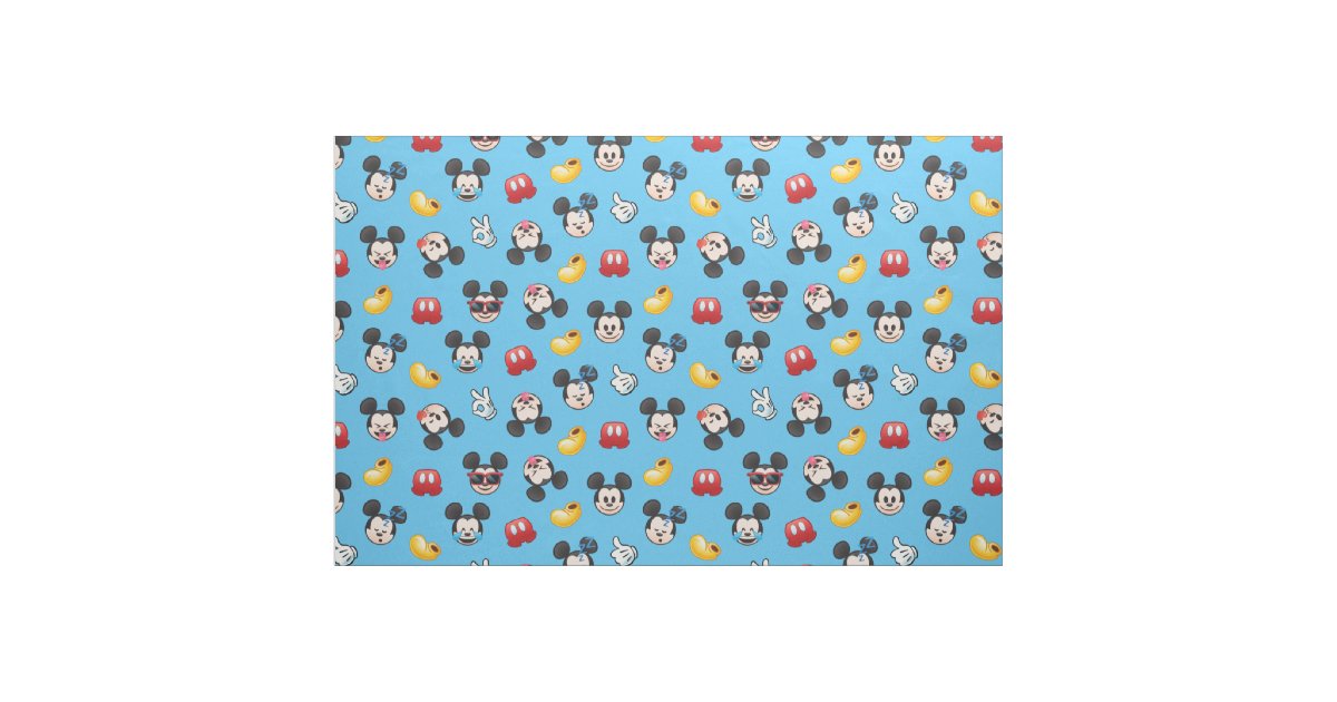 Mickey Mouse Emoji Pattern Fabric | Zazzle