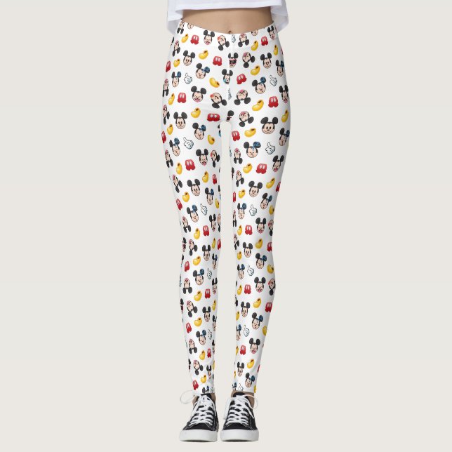 Mickey Mouse Emoji Pattern Leggings (Front)