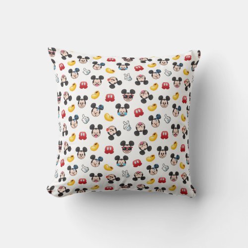 Mickey Mouse Emoji Pattern Throw Pillow