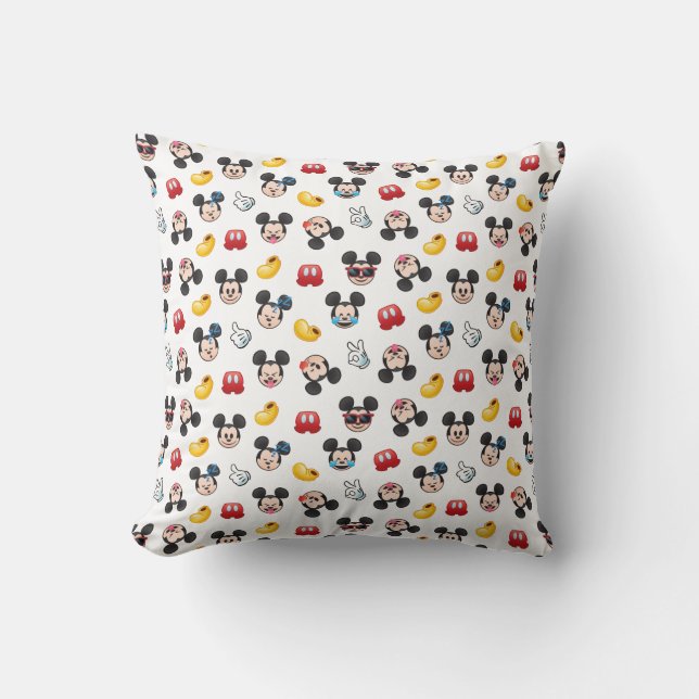 Mickey Mouse Emoji Pattern Throw Pillow (Front)