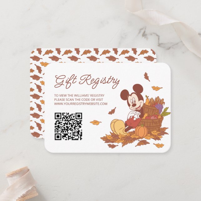 Mickey Mouse Fall Harvest Gift Registry Place Card (Front/Back In Situ)