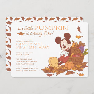 Mickey Mouse Fall Harvest Pumpkin 1st Birthday Invitation