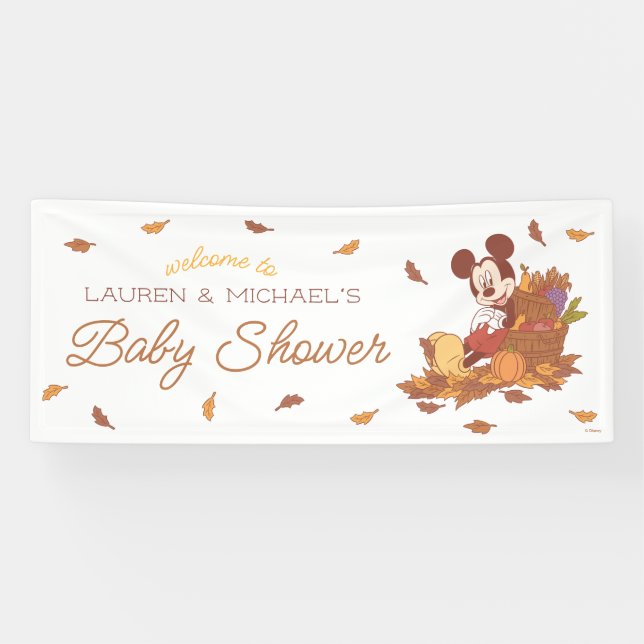 Mickey Mouse Fall Harvest Pumpkin Baby Shower Banner (Horizontal)