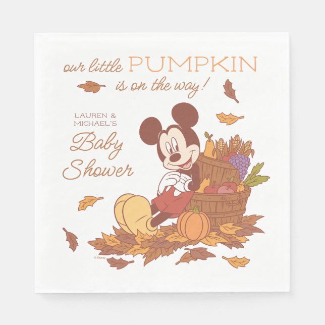 Mickey Mouse Fall Harvest Pumpkin Baby Shower Napkins (Front)