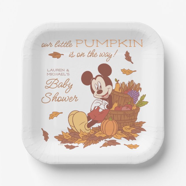 Mickey Mouse Fall Harvest Pumpkin Baby Shower Paper Plates (Front)