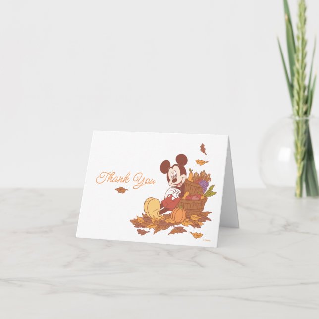 Mickey Mouse Fall Harvest Pumpkin Thank You Card (Front)