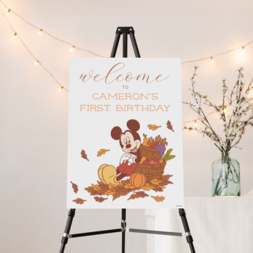 Mickey Mouse Fall Pumpkin 1st Birthday Welcome Foam Board