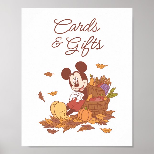 Mickey Mouse Fall Pumpkin Baby Shower Poster (Front)