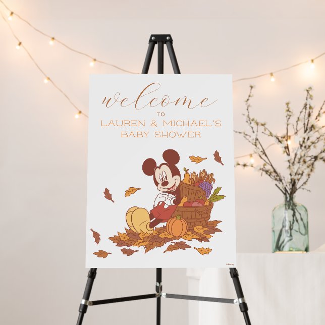 Mickey Mouse Fall Pumpkin Baby Shower Welcome Foam Board (In Situ (Stand))