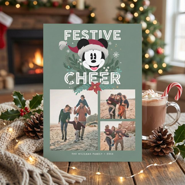 Mickey Mouse | Festive Cheer Family Photo Collage  Invitation (Creator Uploaded)