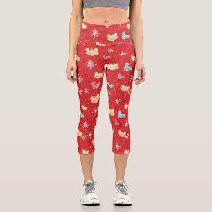 Mickey Mouse   Festive Christmas Pattern Capri Leggings