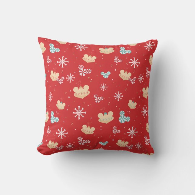 Mickey Mouse | Festive Christmas Pattern Throw Pillow (Front)