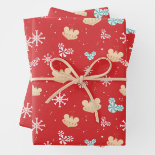 Mickey Mouse   Festive Christmas Pattern Wrapping Paper Sheets